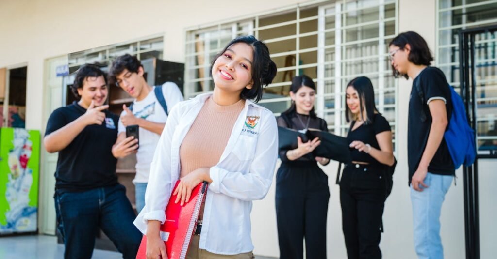 University students socializing and studying outdoors in Culiacán, Sinaloa, México.